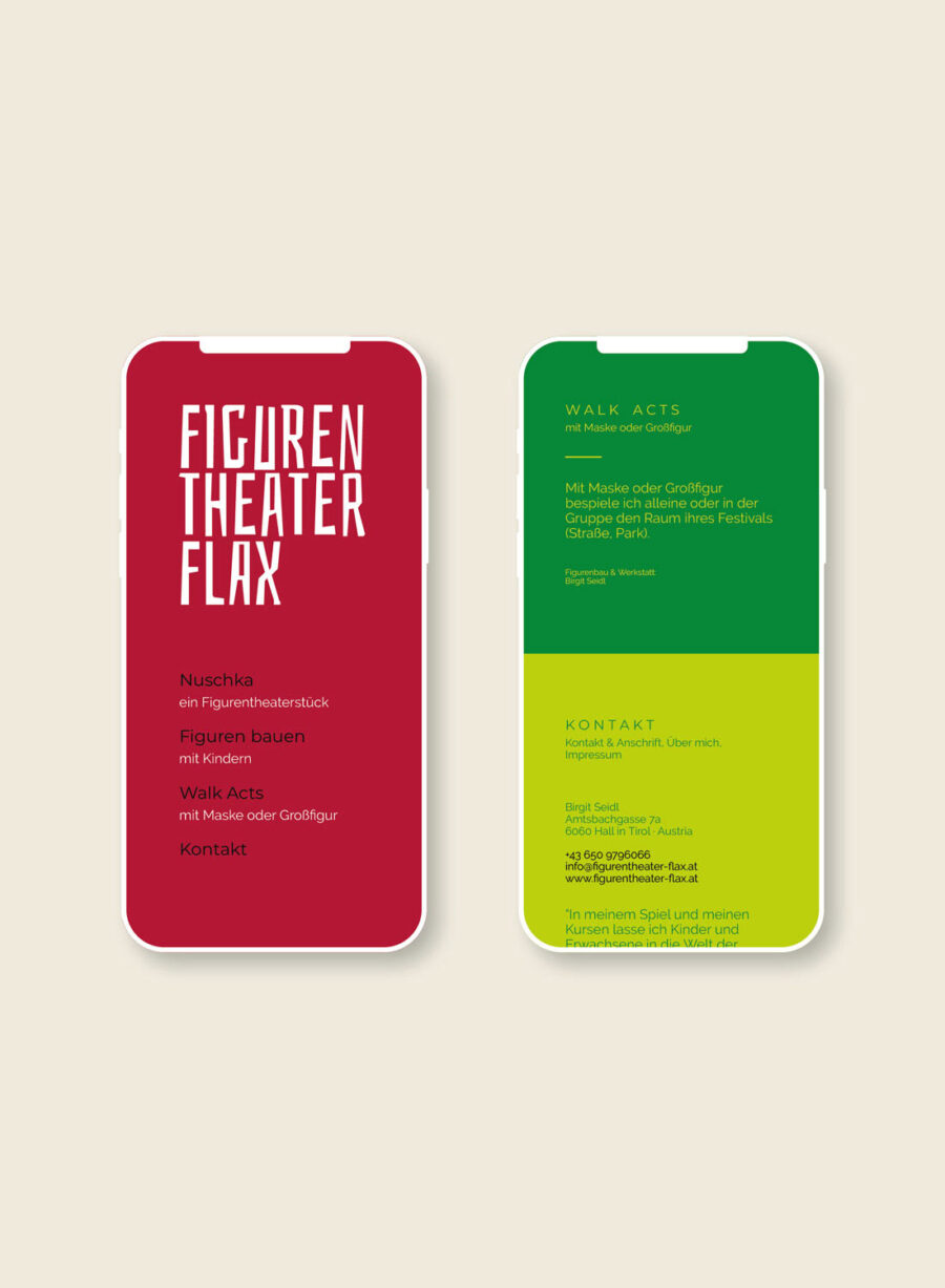 Figurentheater Flax - Website by Agentur Christian Reiter and OKEJ - mobile Ansicht